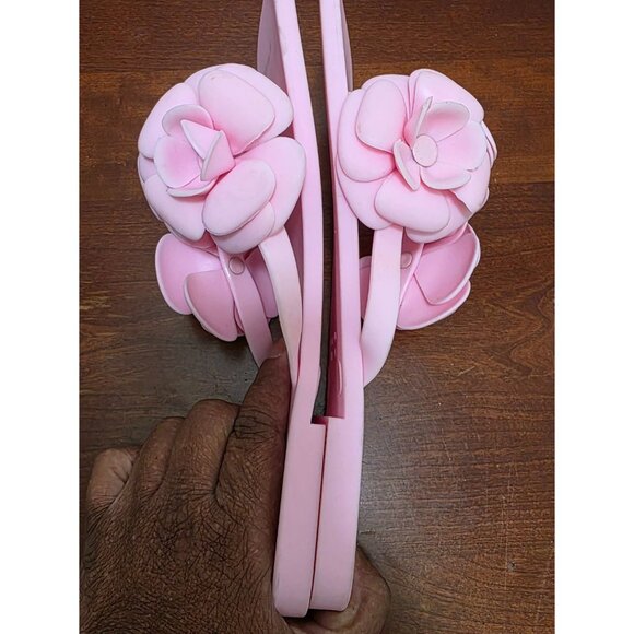 Jeffrey Campbell Fleuris Jelly Thong Flip Flop Pink Flower Slide Sandals Size 9 - Picture 6 of 7